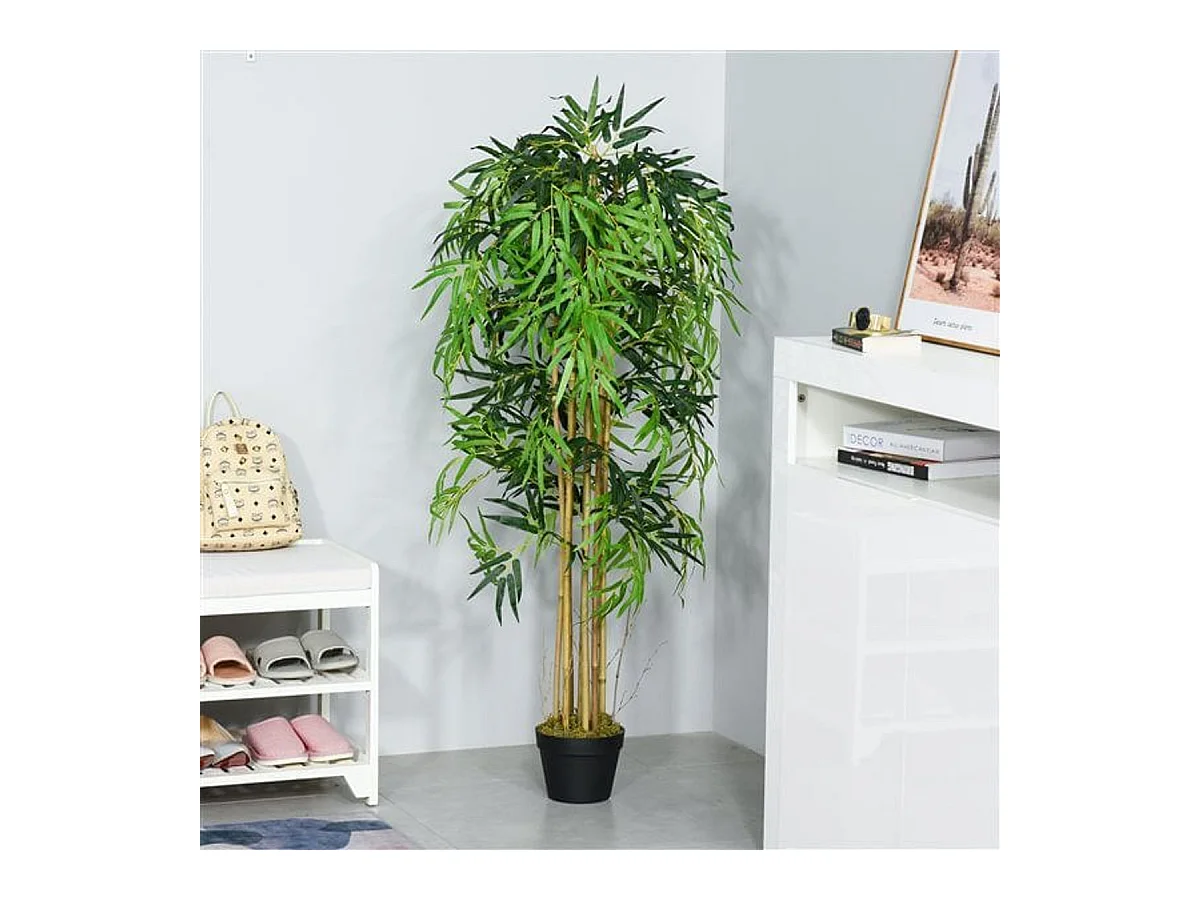 Planta de bambú artificial verde 18x18x150 cm Outsunny