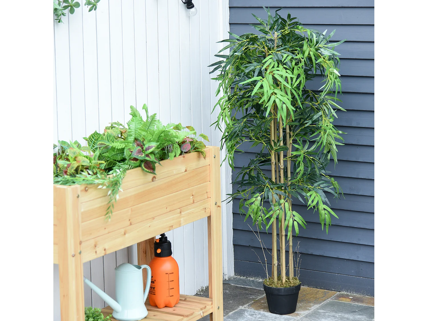 Planta de bambú artificial verde 18x18x150 cm Outsunny