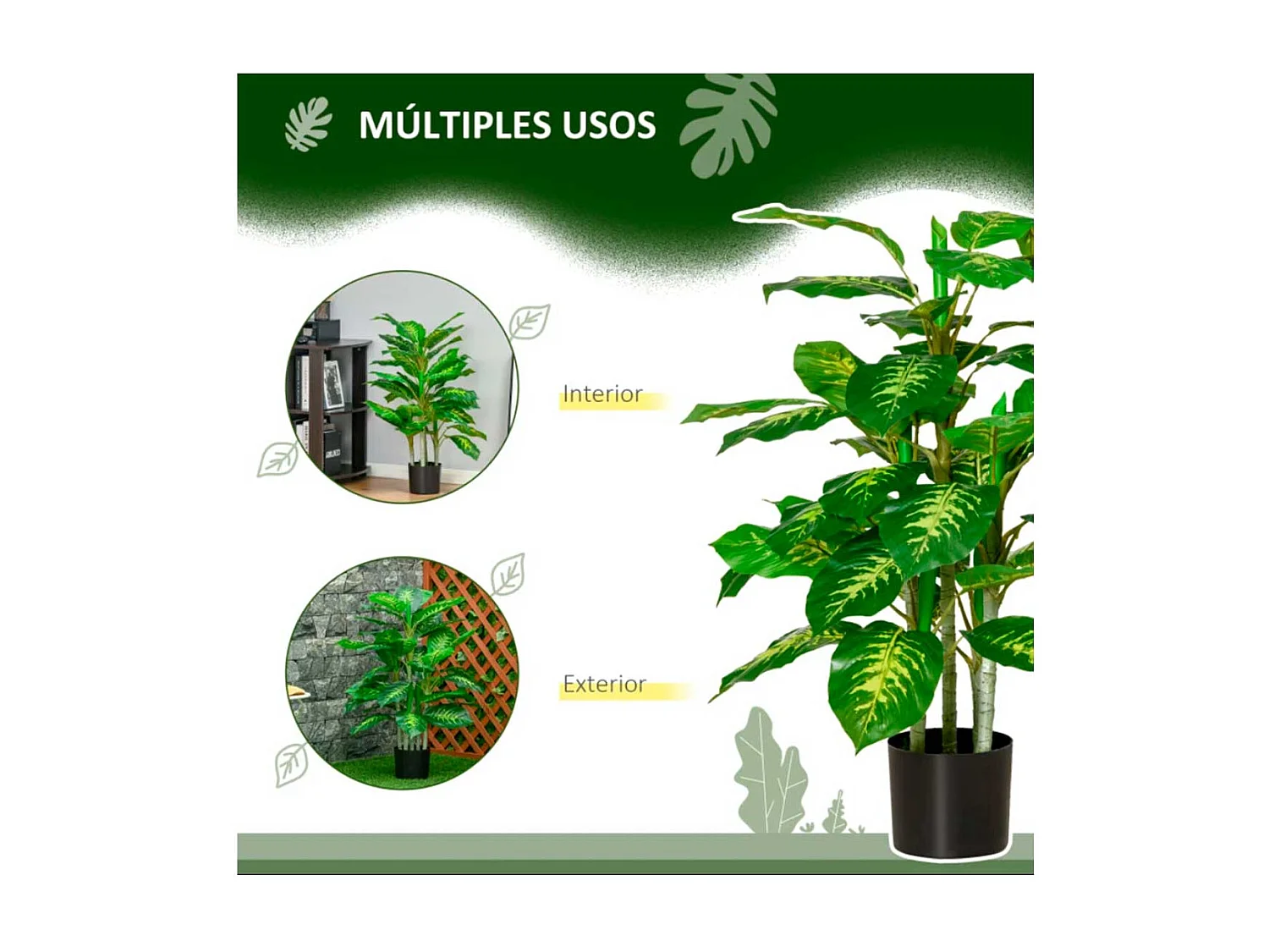 Planta artificial verde 17x17x95 cm HOMCOM