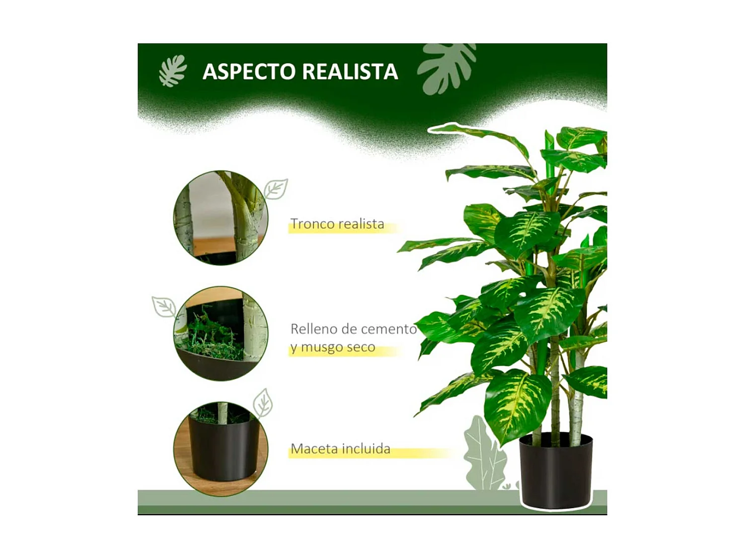 Planta artificial verde 17x17x95 cm HOMCOM