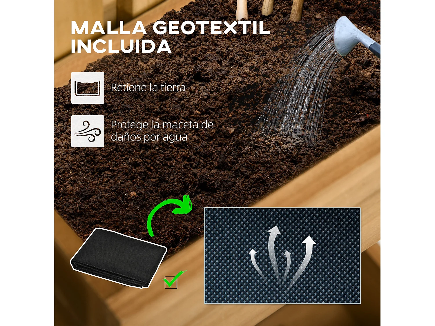 Jardinera de pared madera natural 60x16x80 cm Outsunny