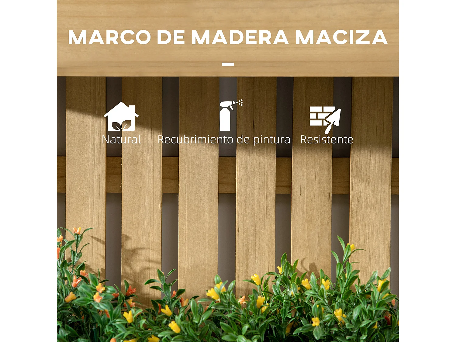 Jardinera de pared madera natural 60x16x80 cm Outsunny