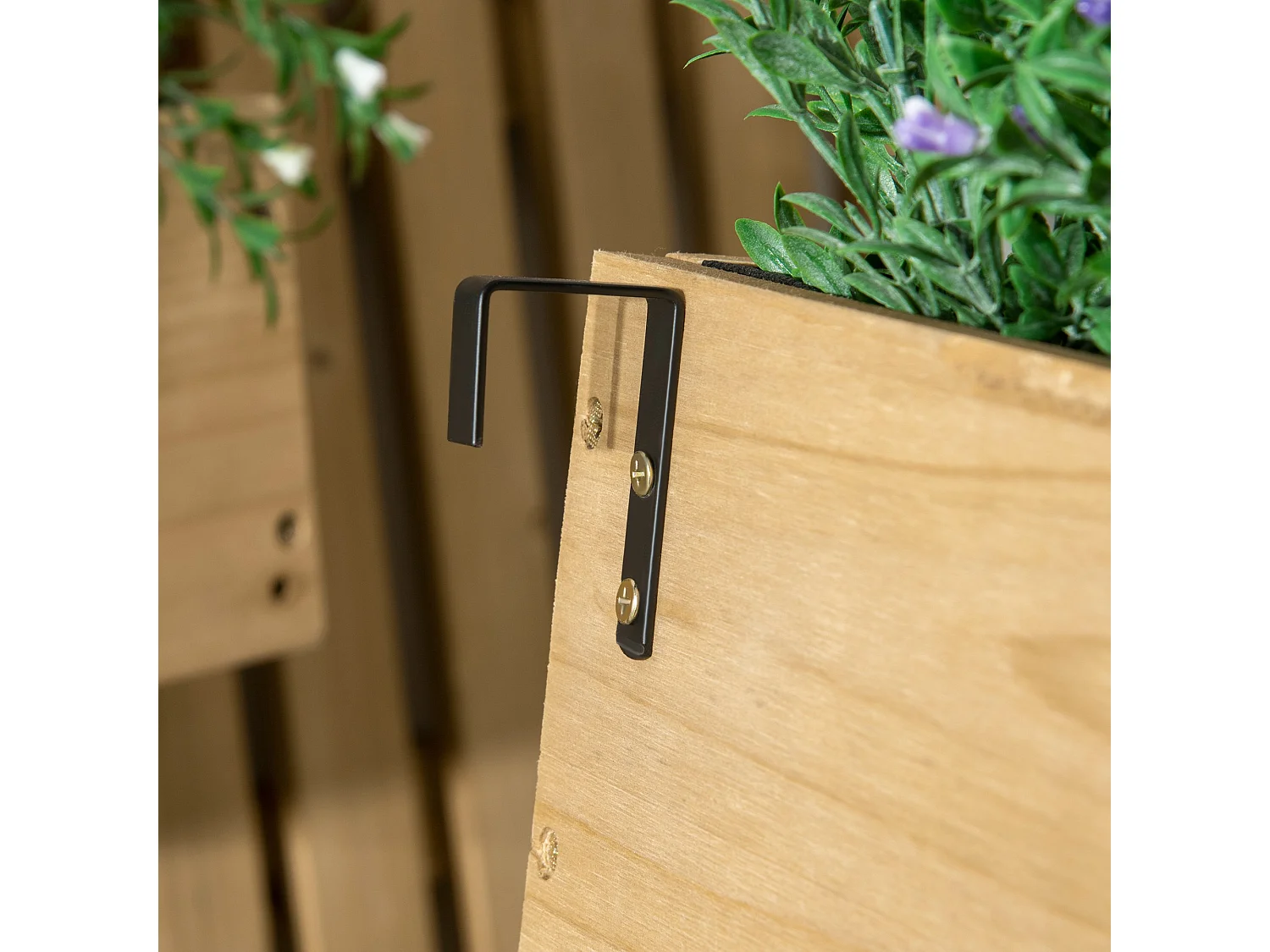 Jardinera de pared madera natural 60x16x80 cm Outsunny