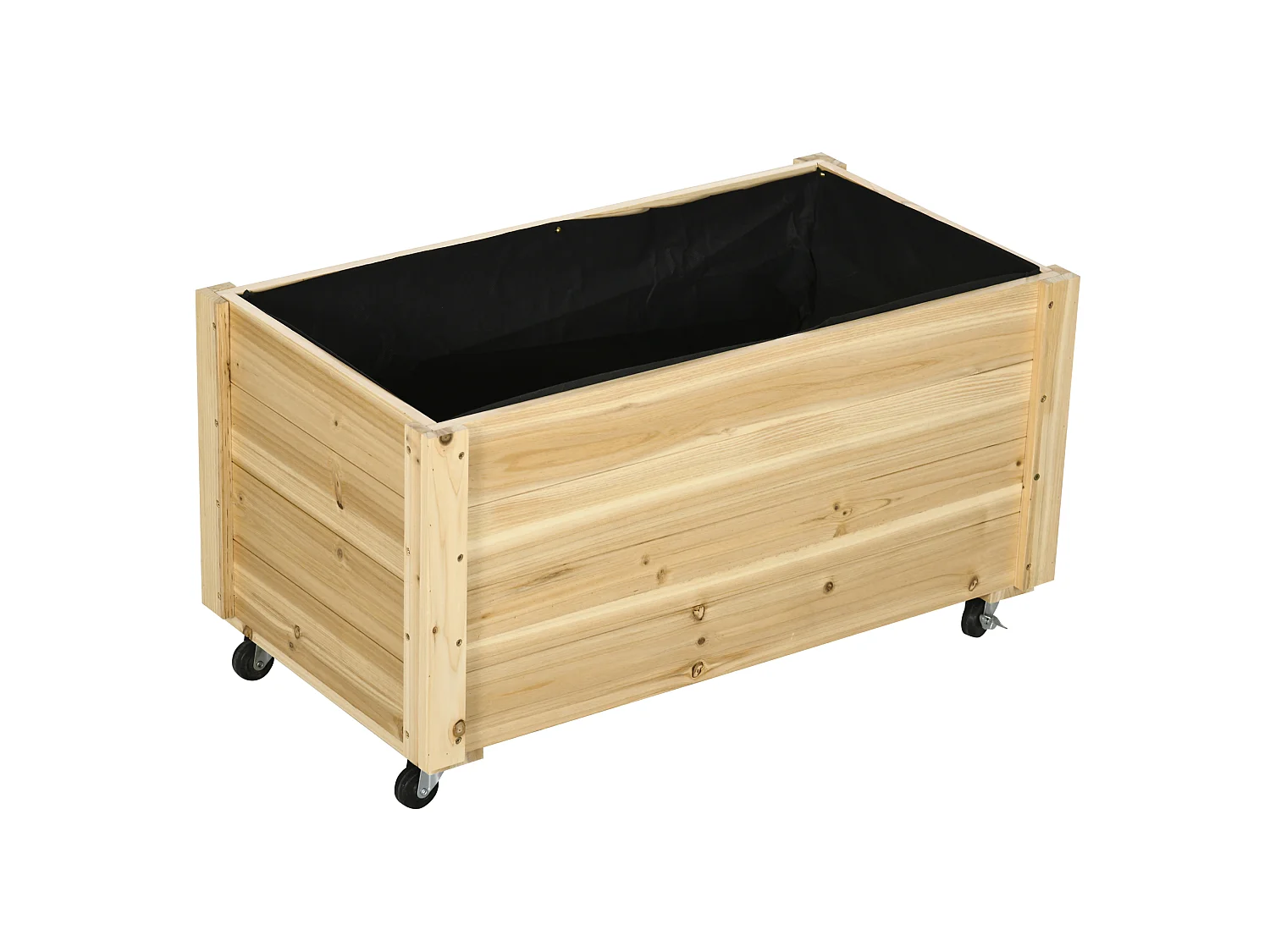 Jardinera con ruedas madera natural 89x48x47 cm Outsunny