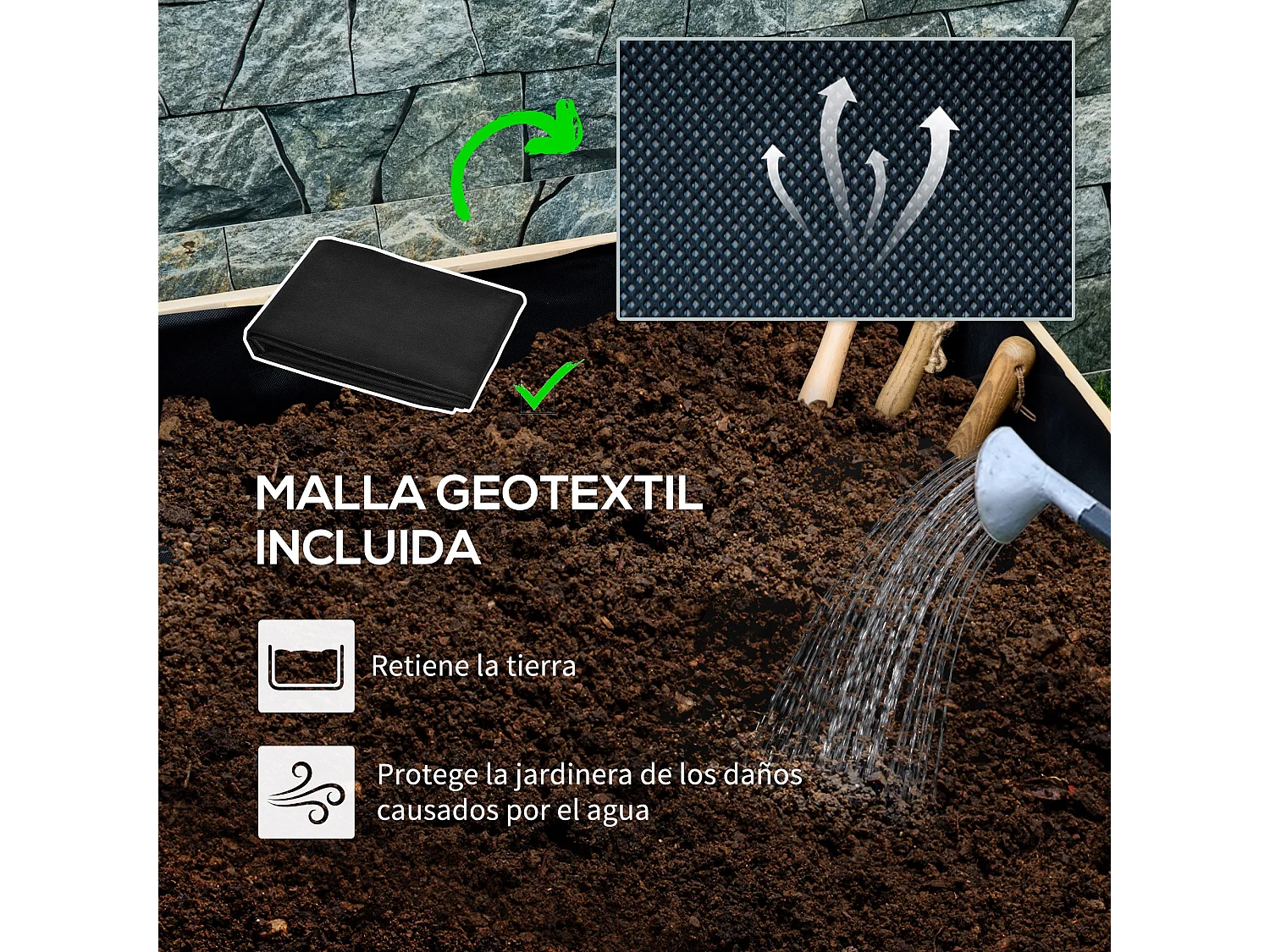 Jardinera con ruedas madera natural 89x48x47 cm Outsunny