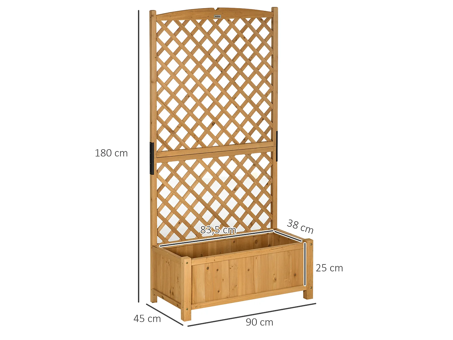 Jardinera con enrejado madera natural 90x45x180 cm Outsunny