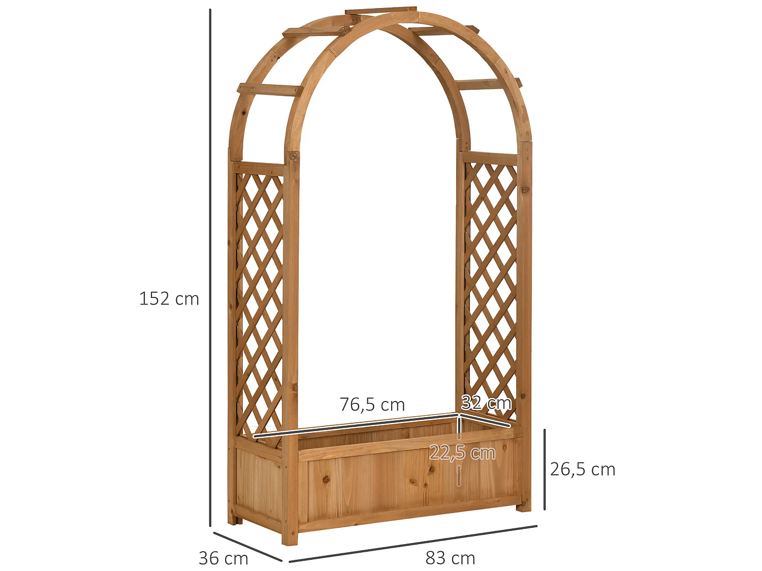 Jardinera con enrejado madera natural 83x36x152 cm Outsunny