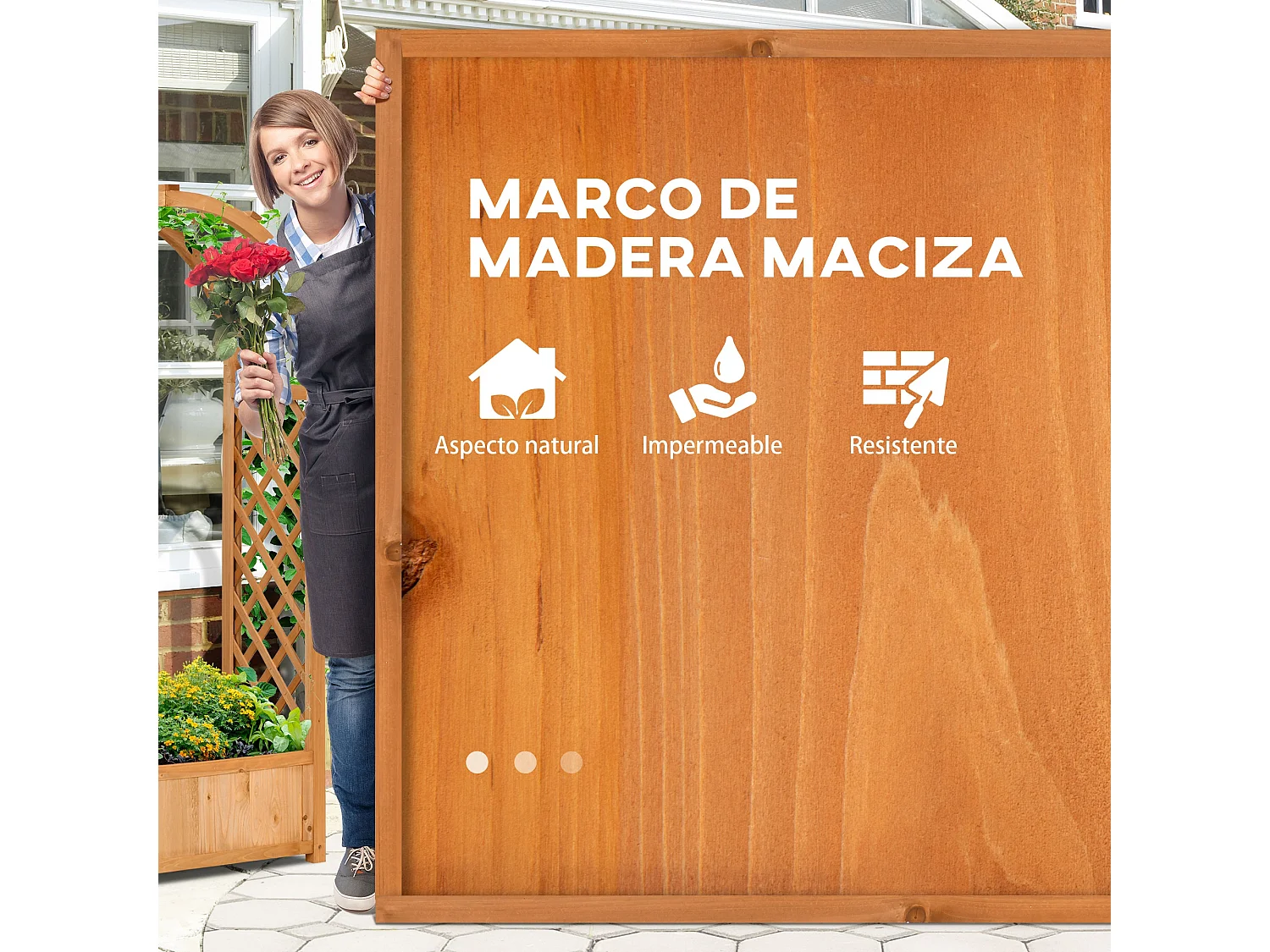 Jardinera con enrejado madera natural 83x36x152 cm Outsunny