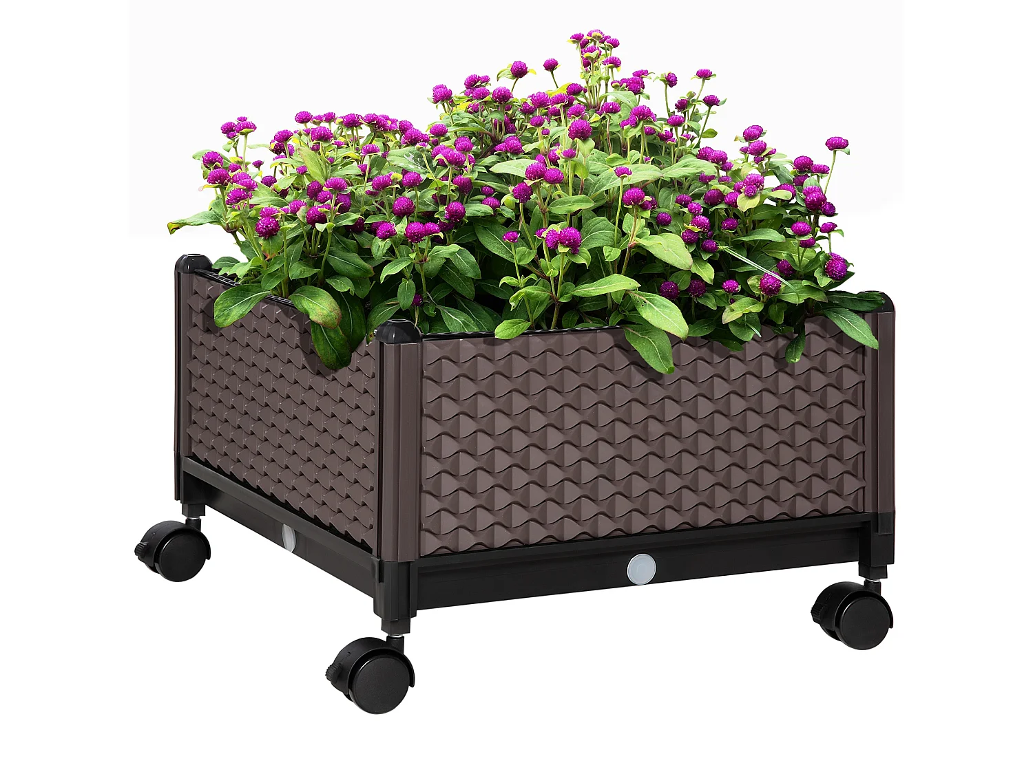 Jardinera con ruedas marrón 50x50x33 cm Outsunny