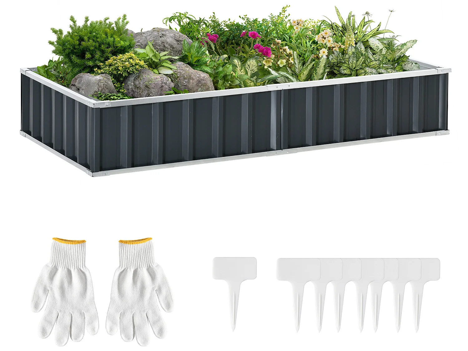 Arriate de jardín gris 174x90x30 cm Outsunny