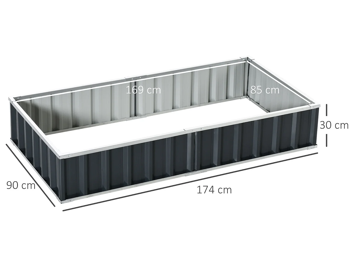 Arriate de jardín gris 174x90x30 cm Outsunny