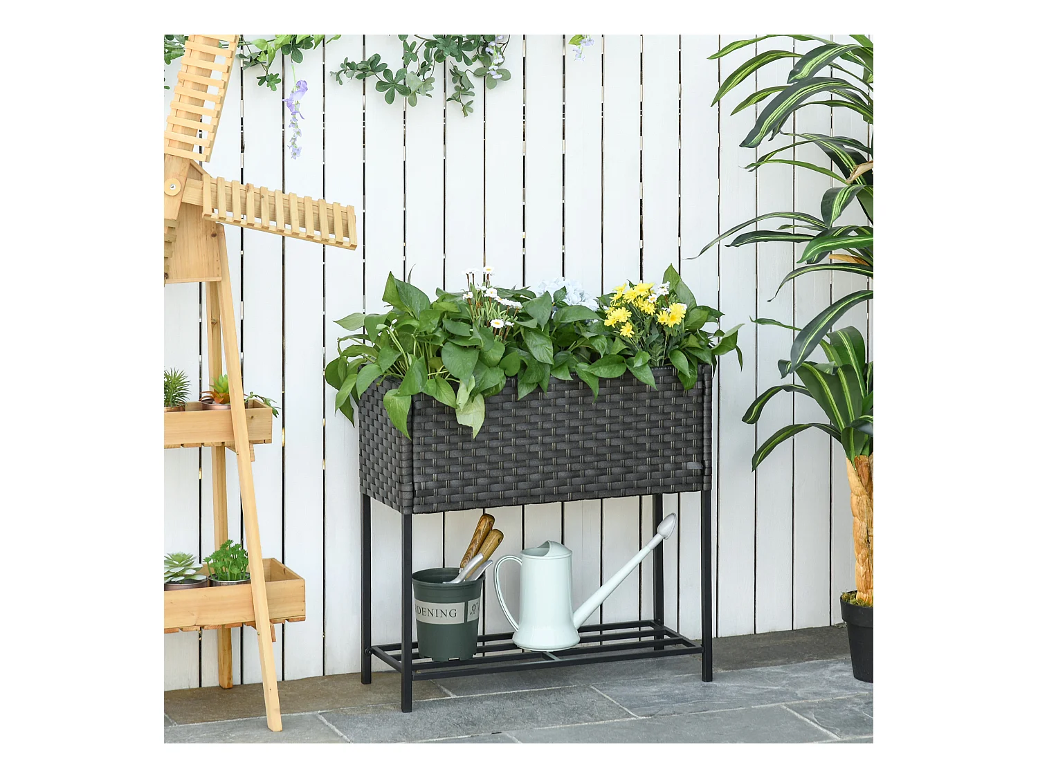 Soporte para jardinera negro 70x30x72 cm Outsunny