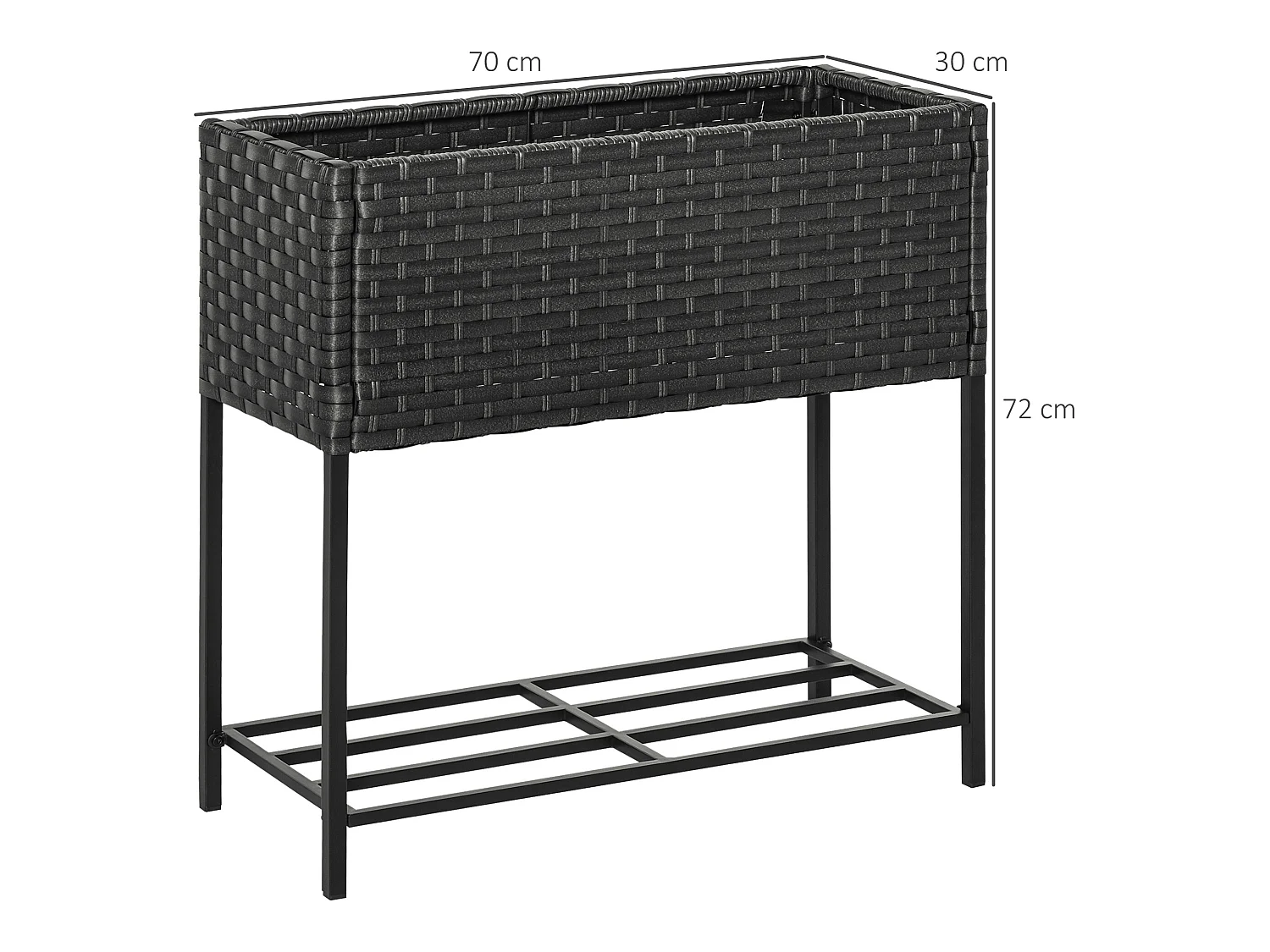 Soporte para jardinera negro 70x30x72 cm Outsunny