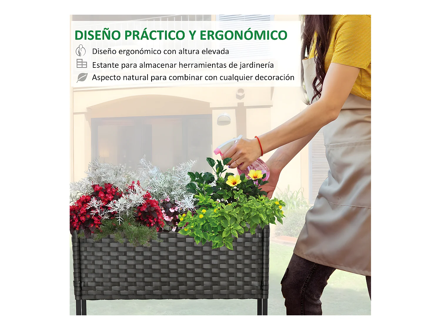 Soporte para jardinera negro 70x30x72 cm Outsunny