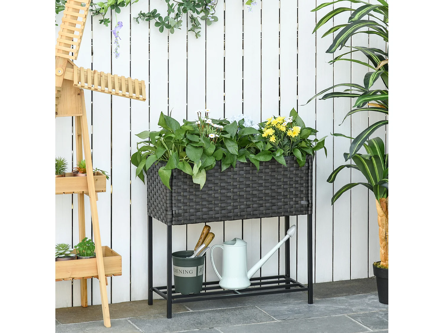 Soporte para jardinera negro 70x30x72 cm Outsunny