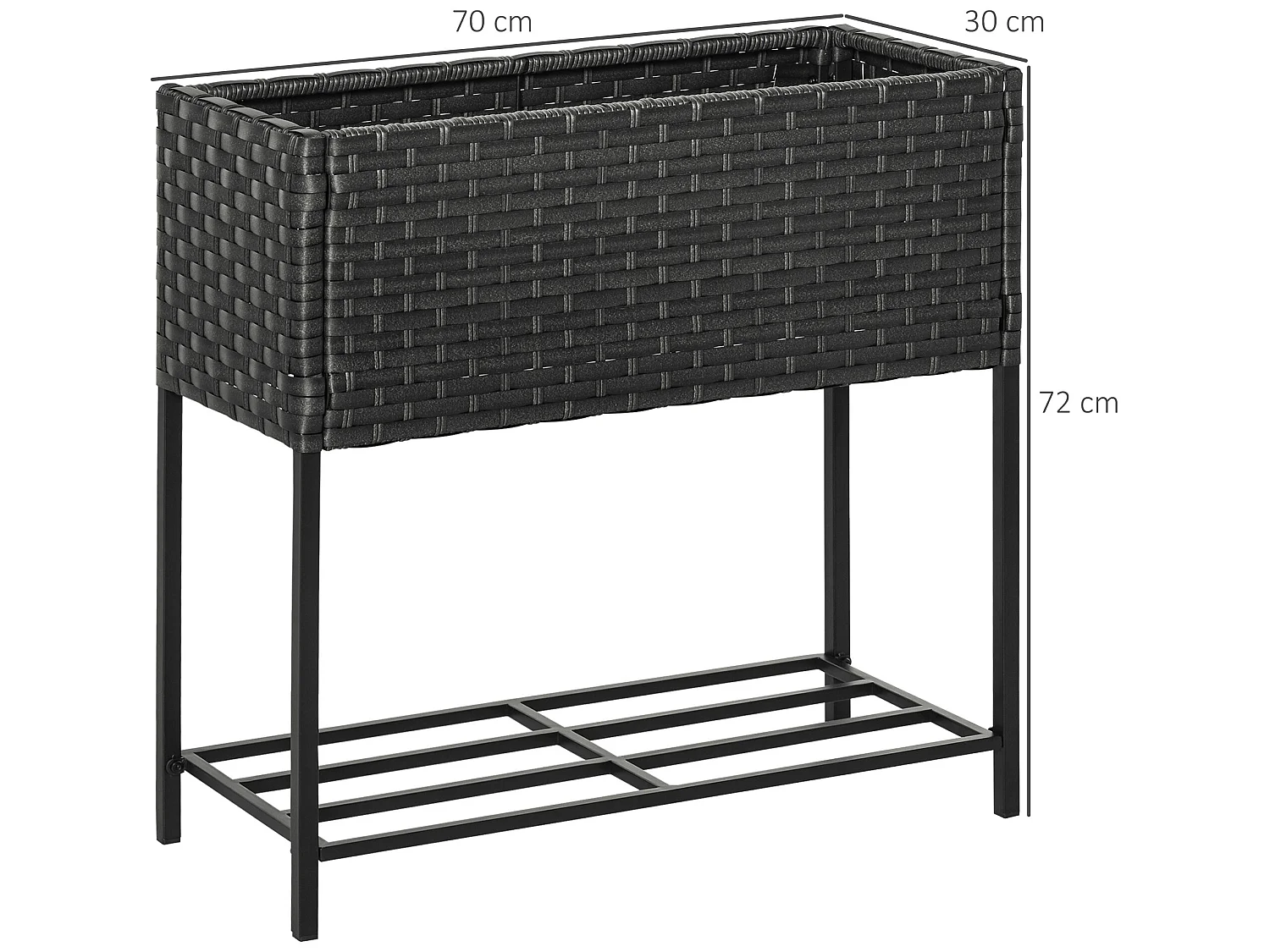 Soporte para jardinera negro 70x30x72 cm Outsunny