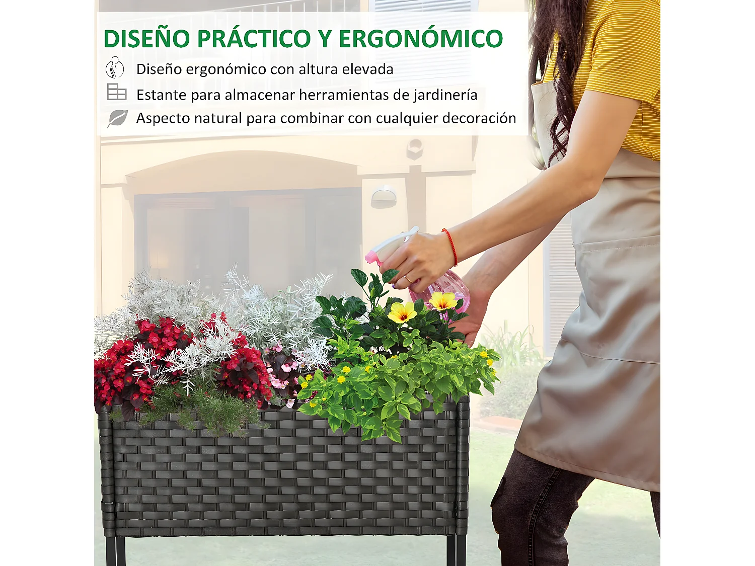 Soporte para jardinera negro 70x30x72 cm Outsunny