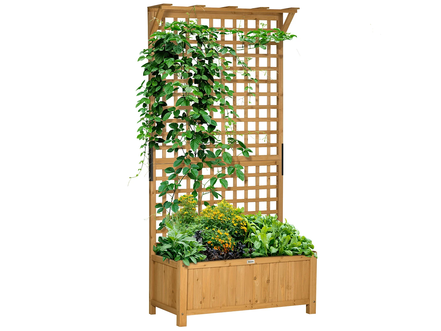 Jardinera con enrejado madera natural 90x45x183 cm Outsunny