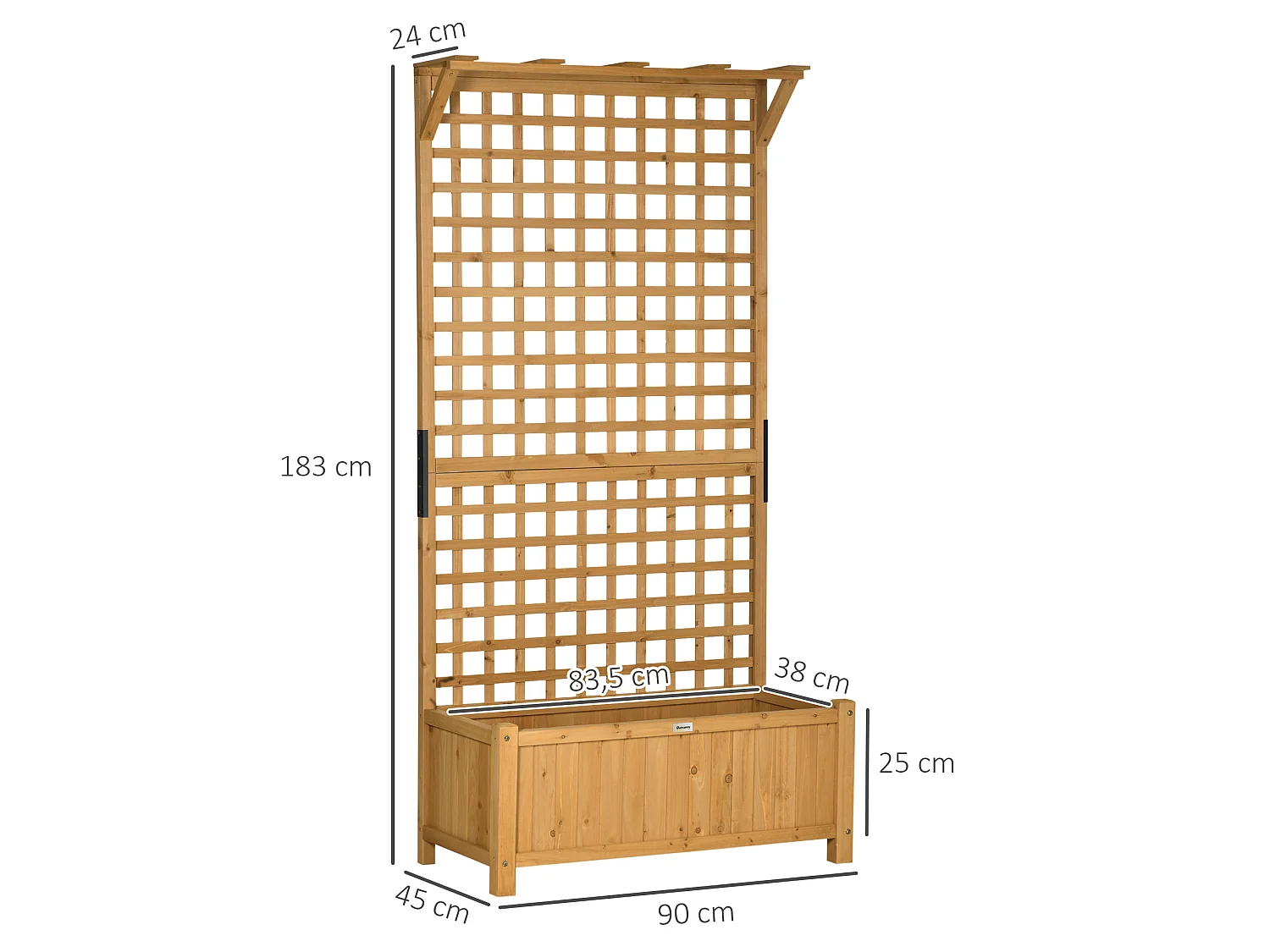 Jardinera con enrejado madera natural 90x45x183 cm Outsunny