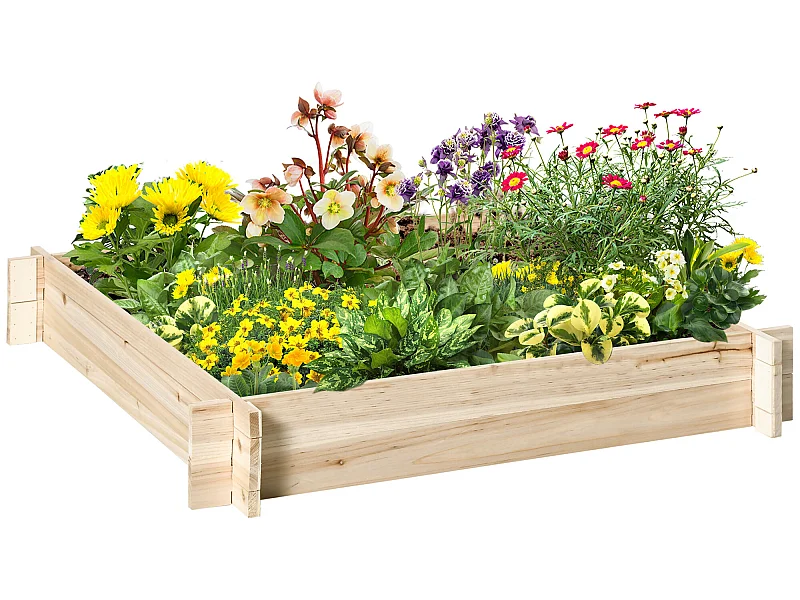 Arriate de madera madera natural 100x100x16 cm Outsunny