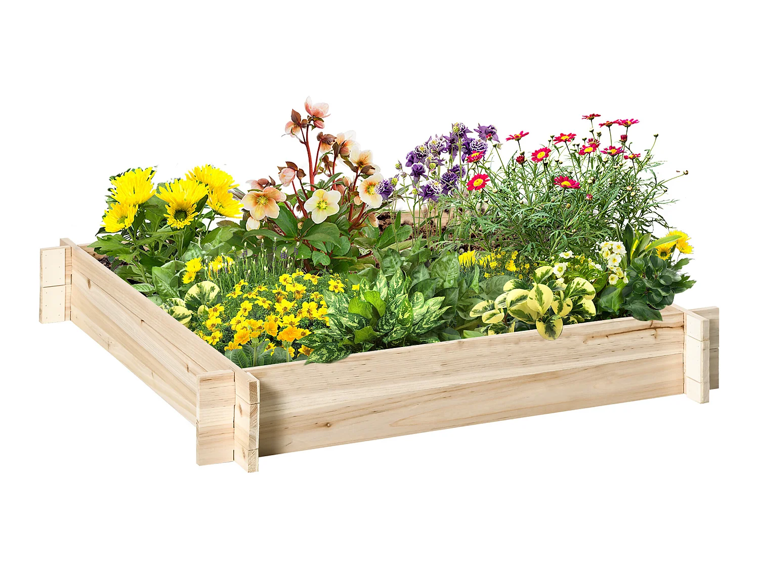 Arriate de madera madera natural 100x100x16 cm Outsunny