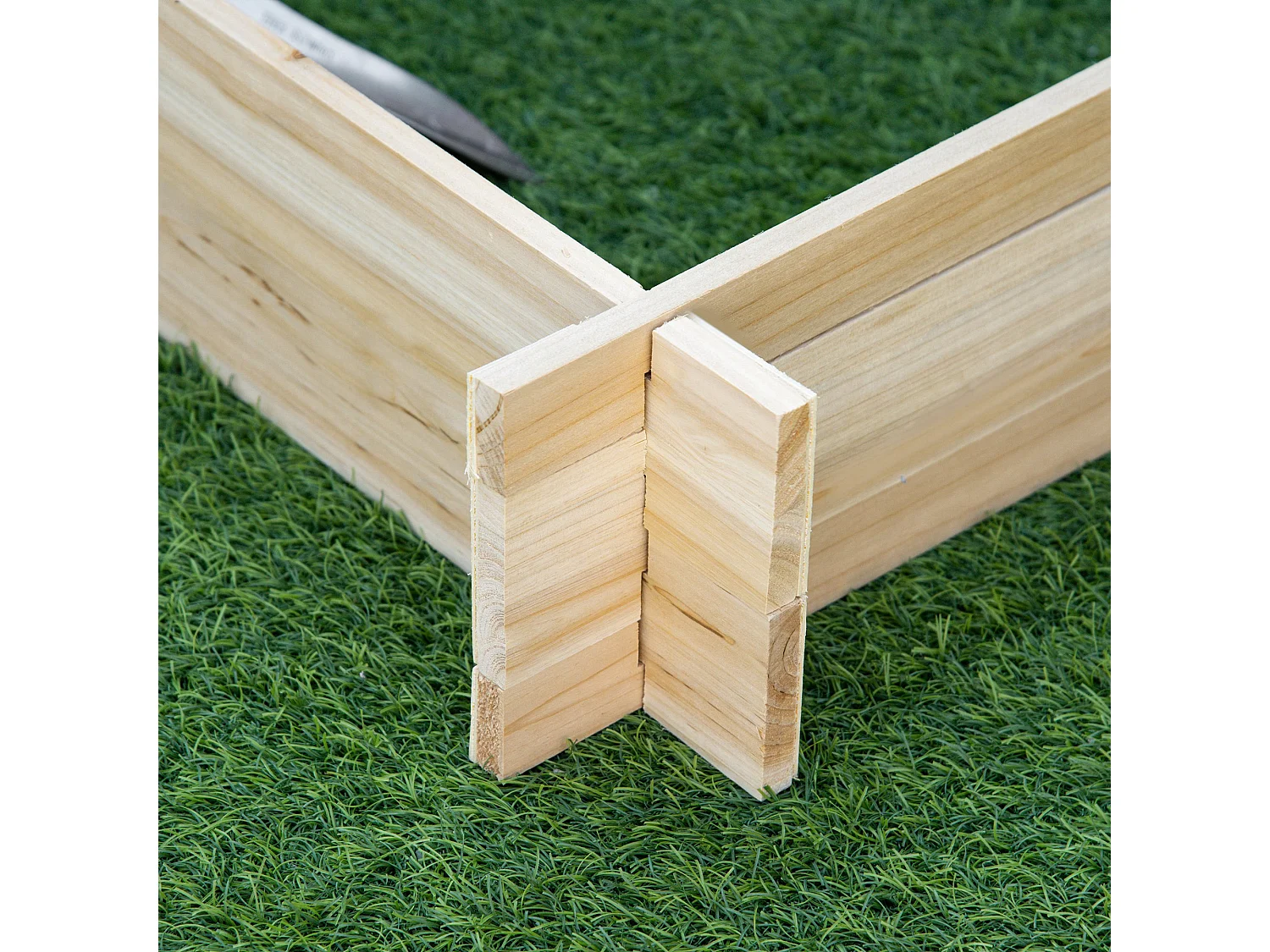 Arriate de madera madera natural 100x100x16 cm Outsunny