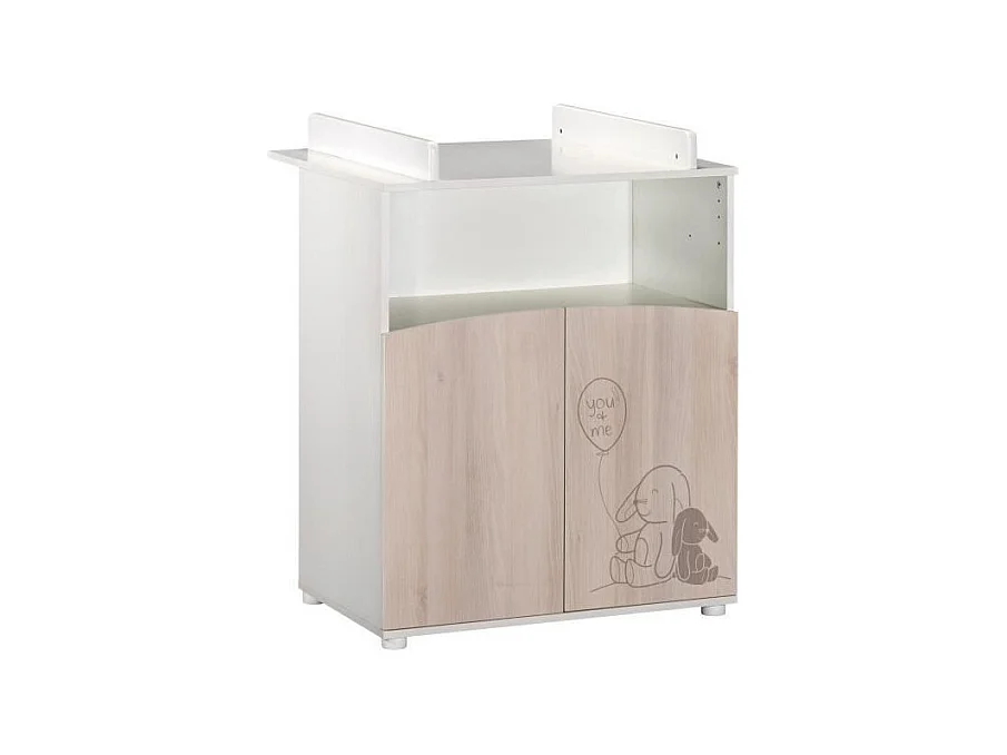 Wickelkommode mit 2 Türen und einem offenen Fach im Holzdekor