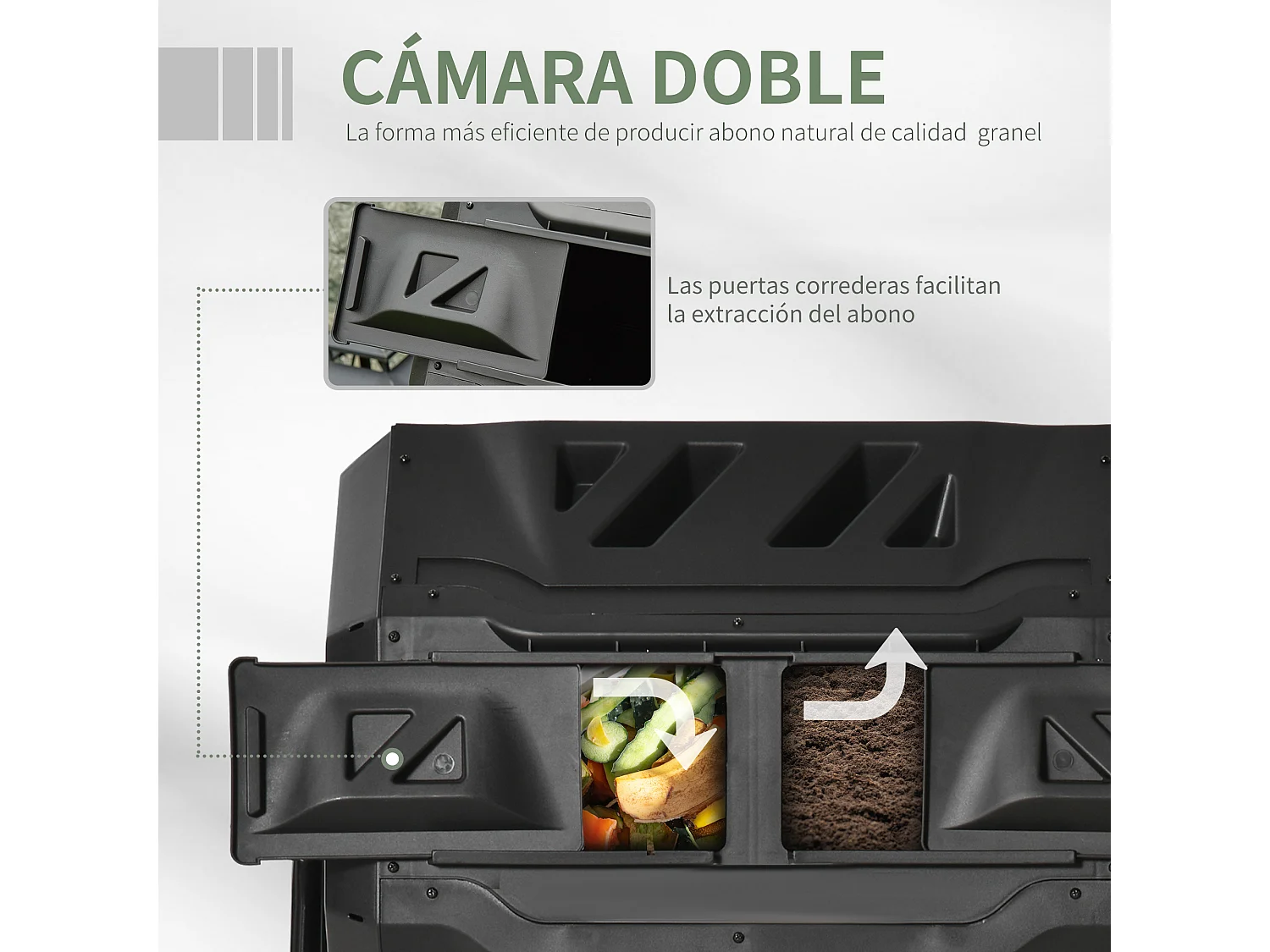 Compostador de tambor negro 71x64x96 cm Outsunny