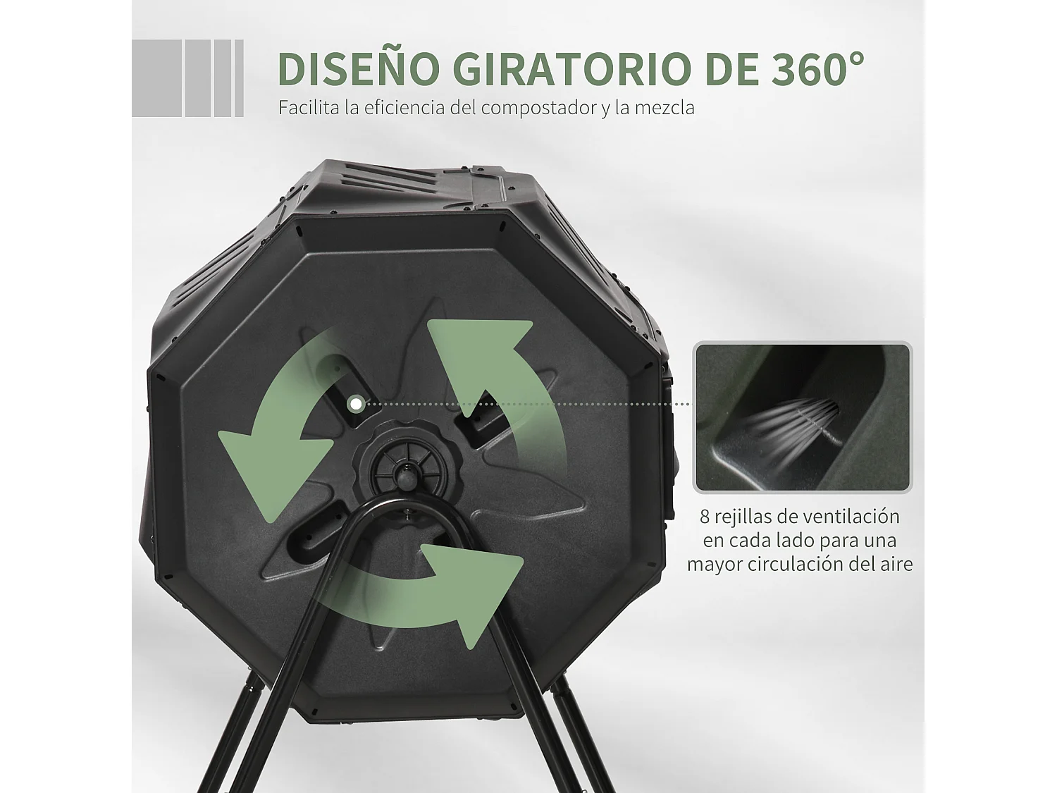 Compostador de tambor negro 71x64x96 cm Outsunny