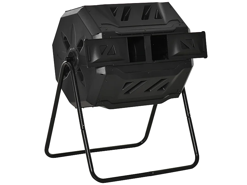 Compostador de tambor negro 71x64x96 cm Outsunny