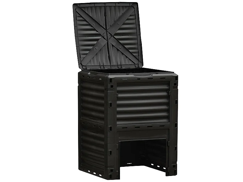 Compostador de jardín negro 60.5x60.5x81.5 cm Outsunny