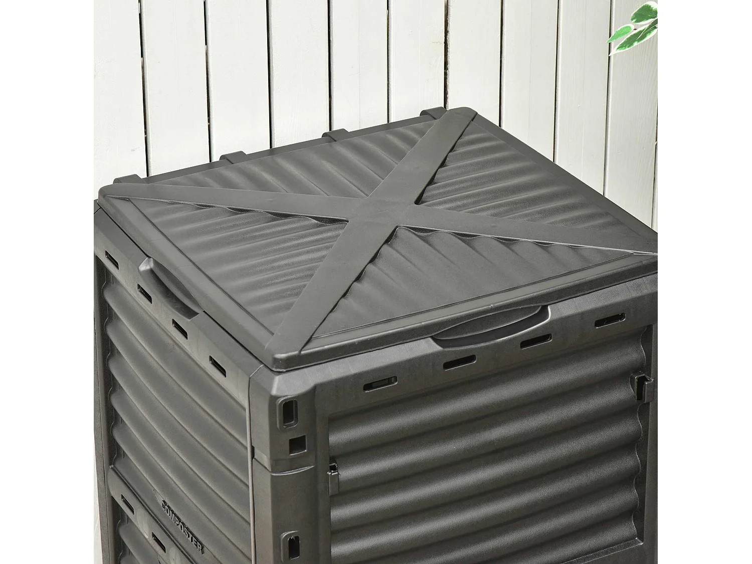 Compostador de jardín negro 60.5x60.5x81.5 cm Outsunny