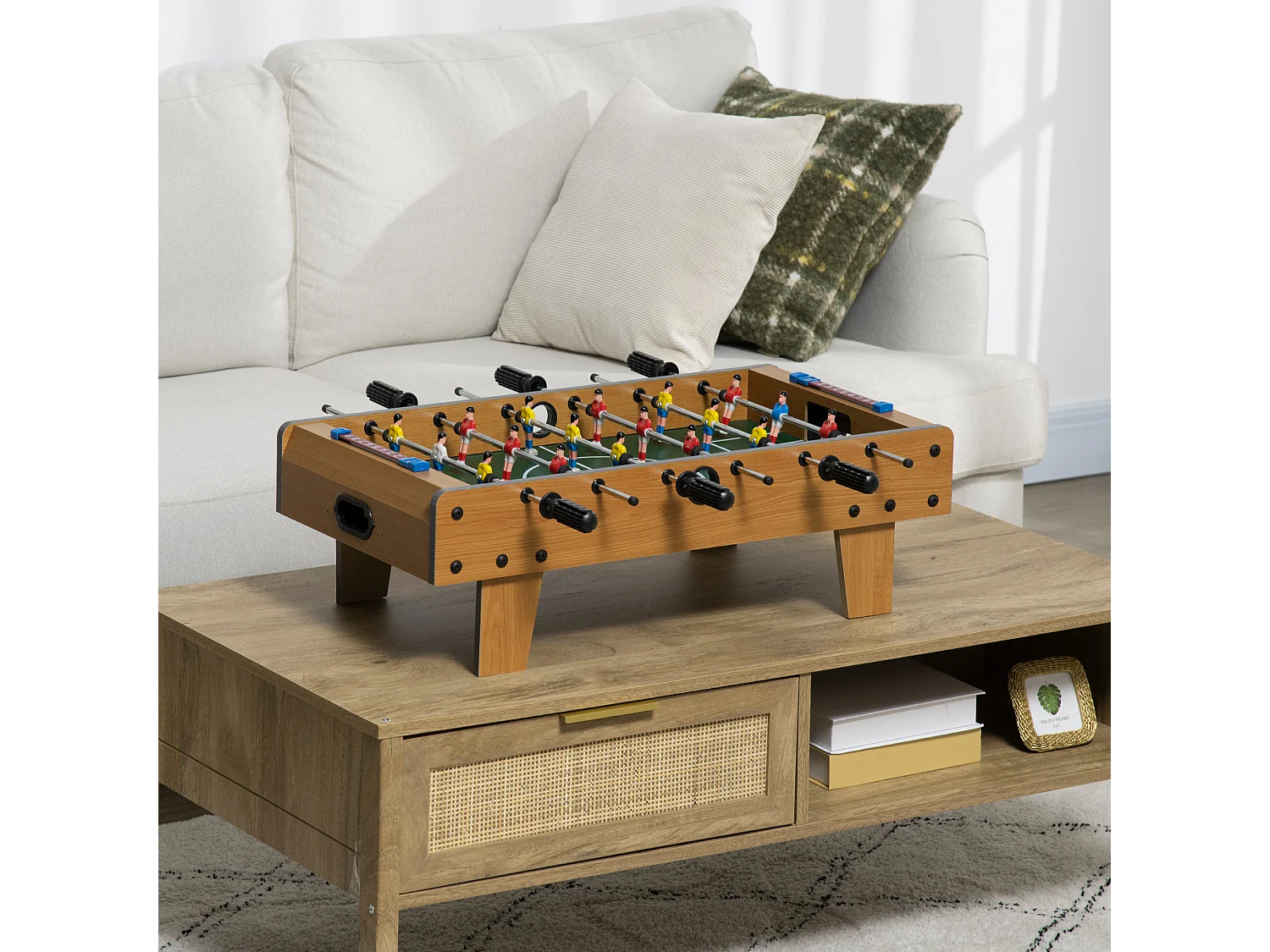 Futbolín de mesa madera natural 69x36.5x22 cm HOMCOM