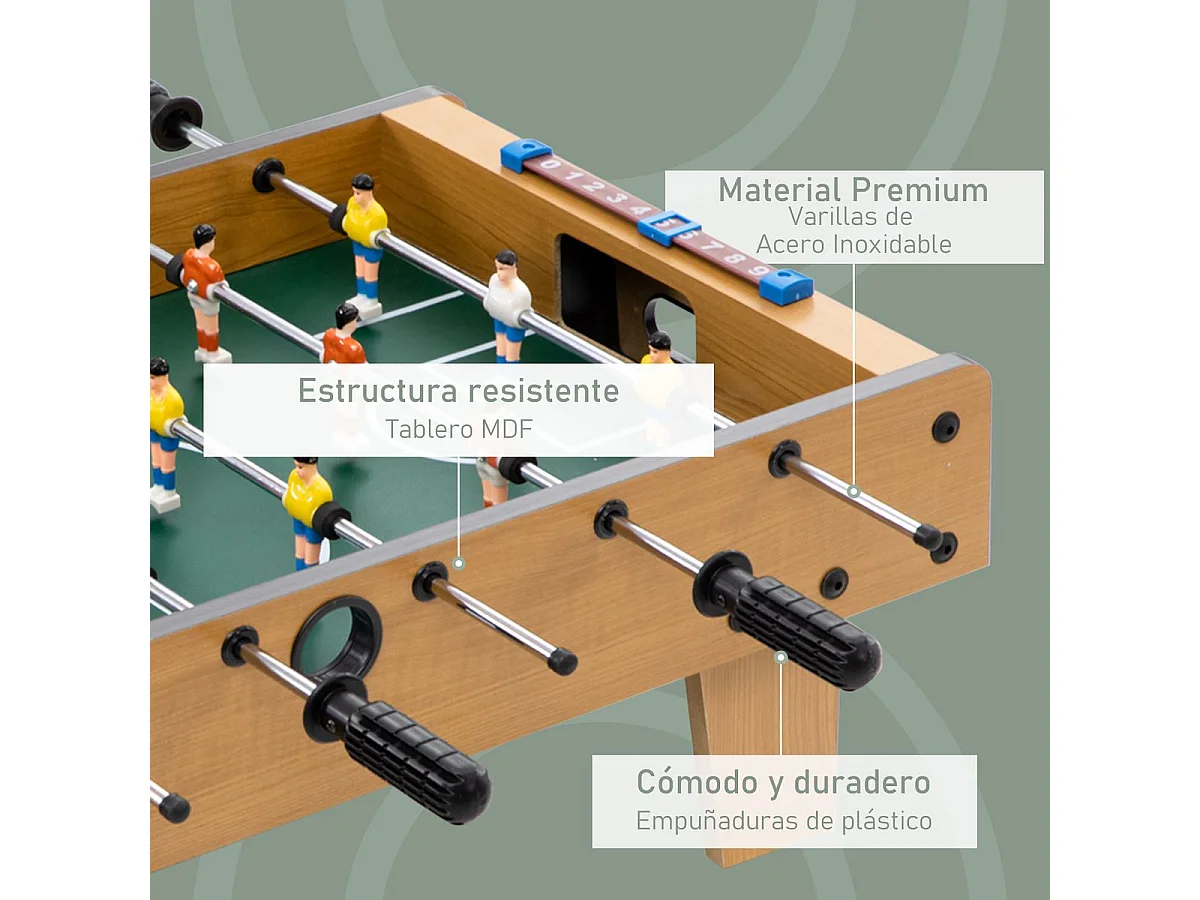 Futbolín de mesa madera natural 69x36.5x22 cm HOMCOM