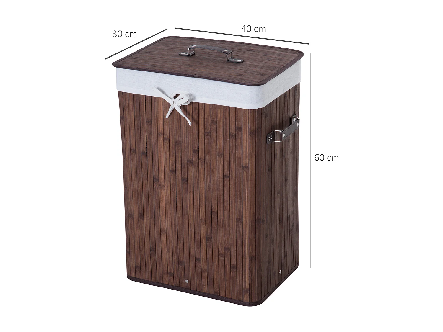 Cesto para ropa sucia marrón 40x30x60cm HOMCOM