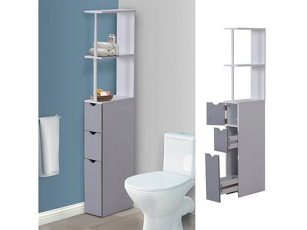 Armario alto de baño blanco 15x33x136.5 cm HOMCOM