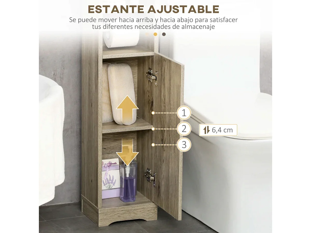 Armario de baño gris 23x18x100 cm kleankin