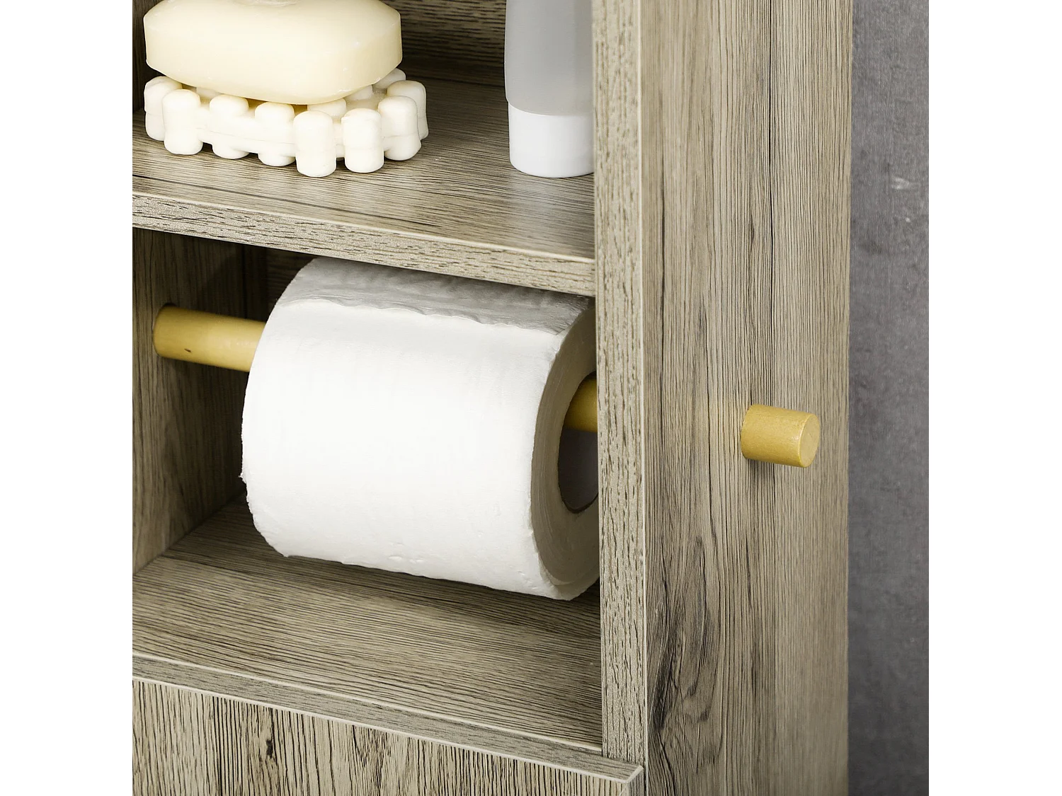 Armario de baño gris 23x18x100 cm kleankin