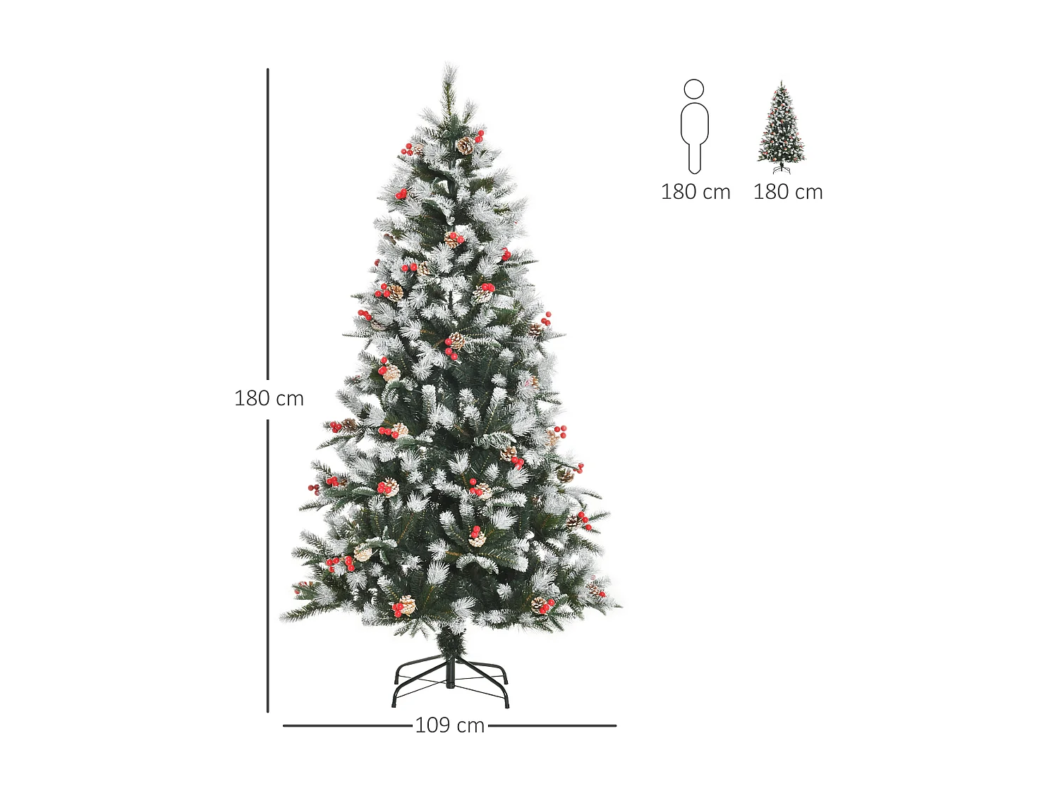 Árbol de navidad verde 109x109x180 cm HOMCOM