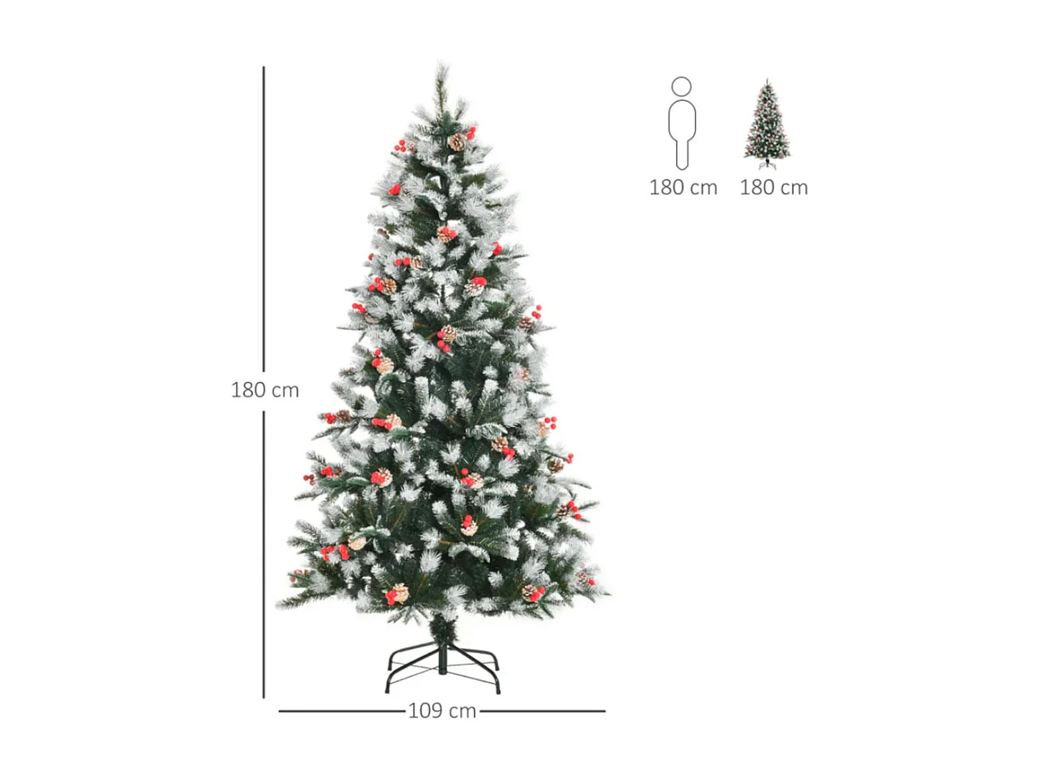 Árbol de navidad verde 109x109x180 cm HOMCOM