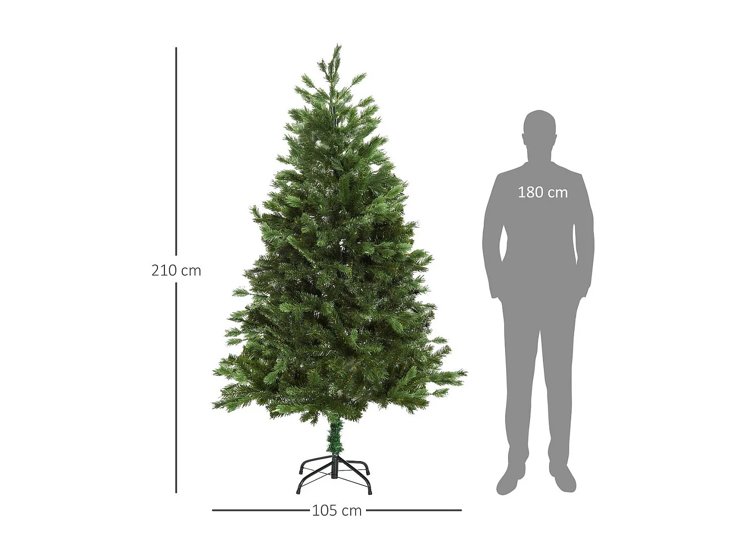 Árbol de navidad verde ø105x210 cm HOMCOM