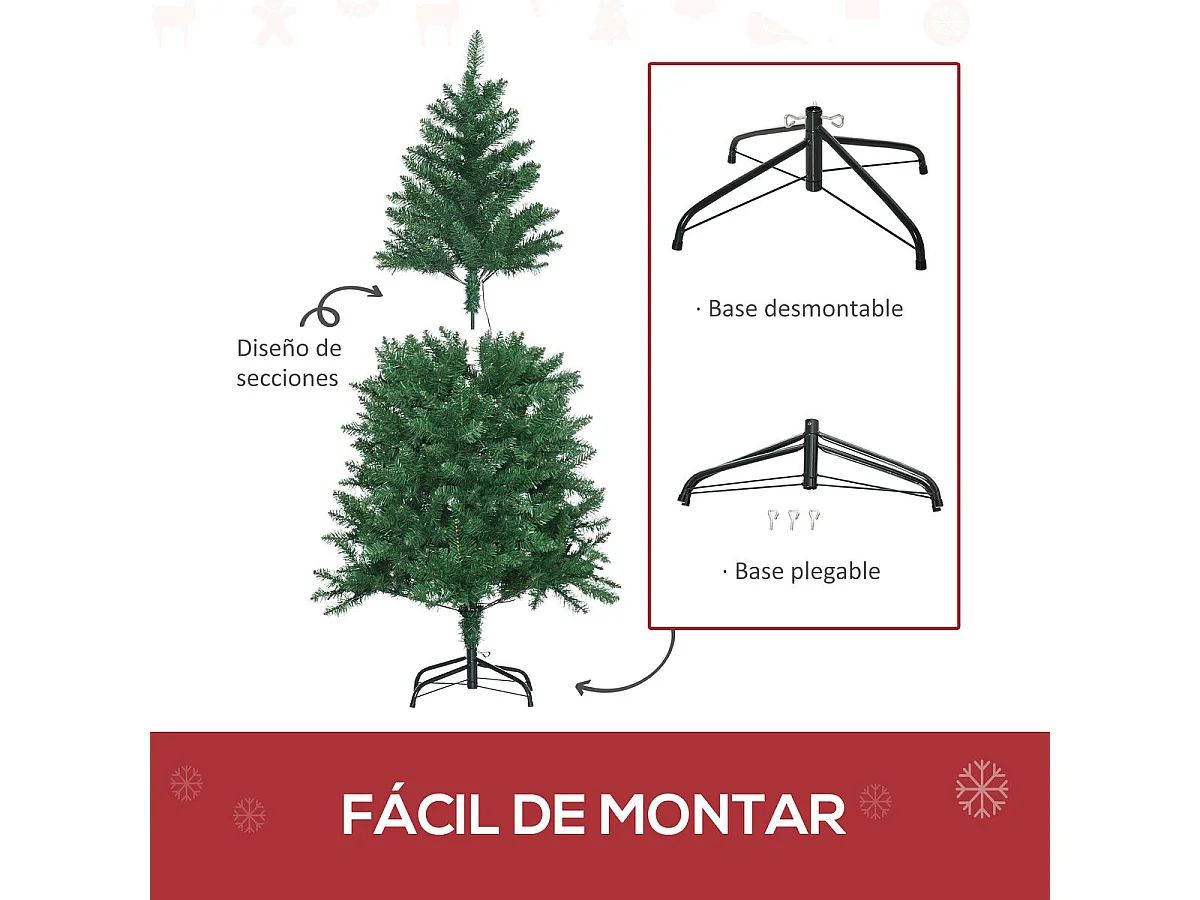 Árbol de navidad verde 84x84x150 cm HOMCOM