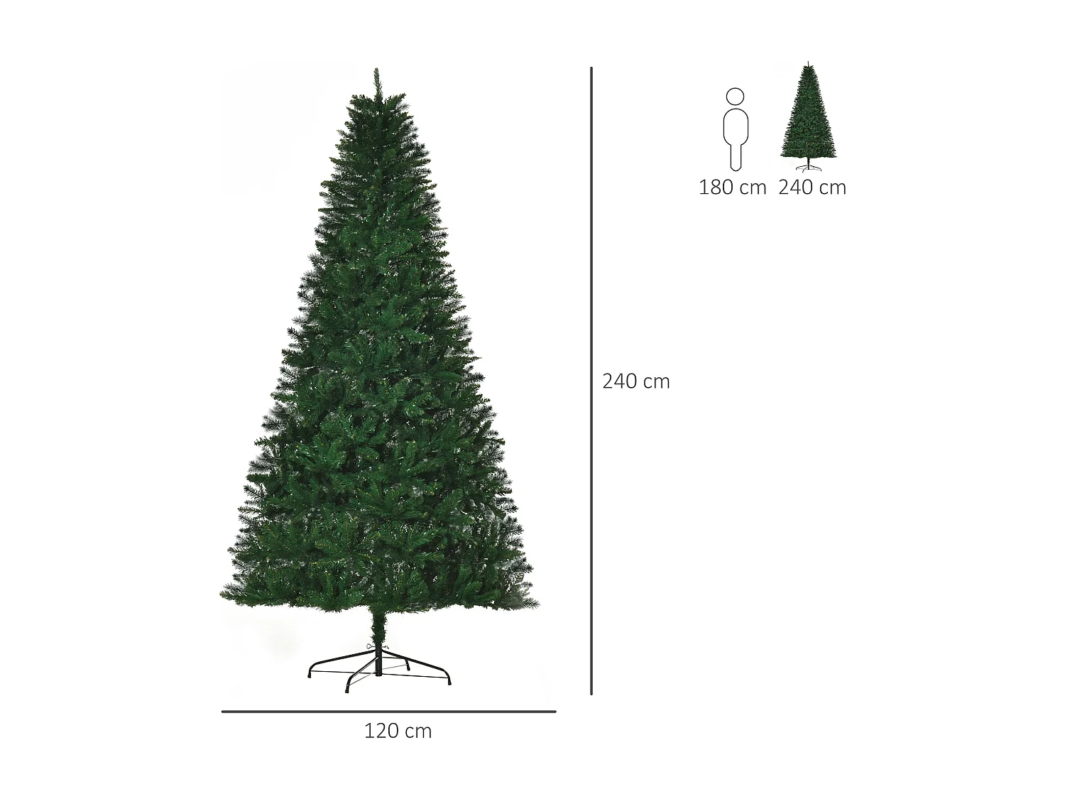 Árbol de navidad verde 120x120x240 cm HOMCOM