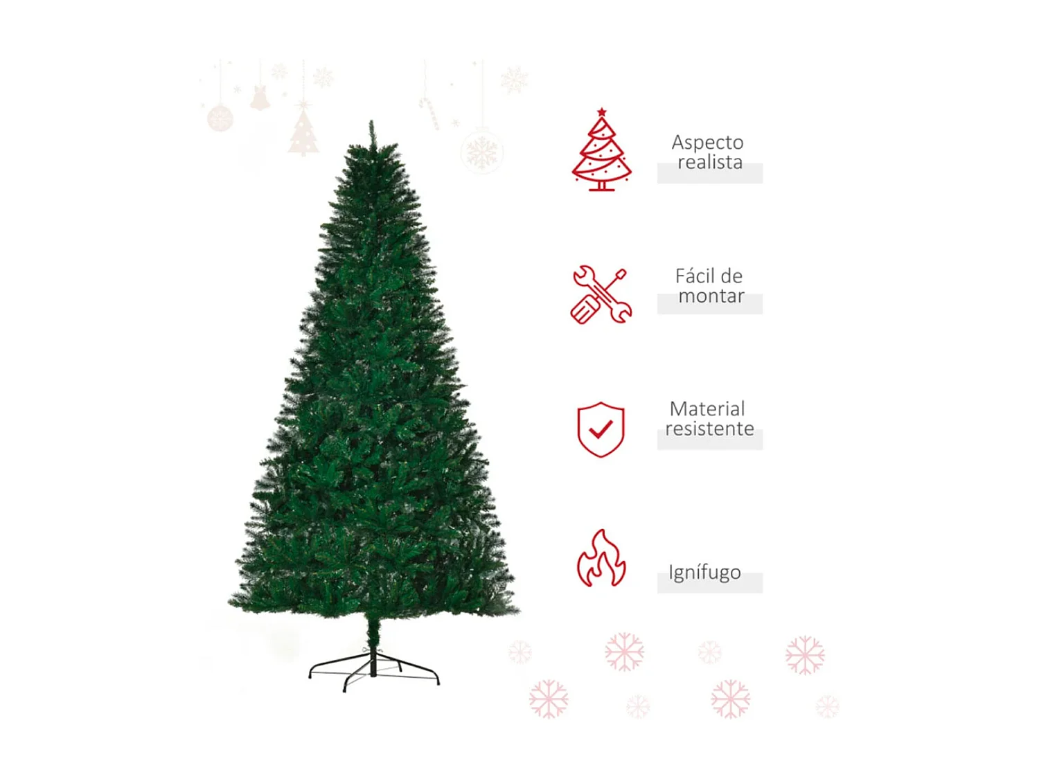 Árbol de navidad verde 120x120x240 cm HOMCOM