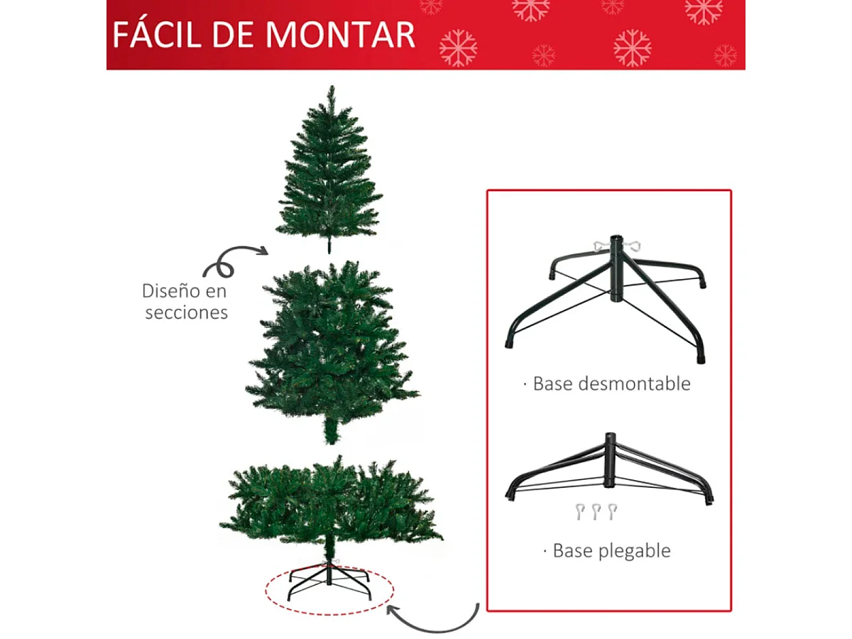 Árbol de navidad verde 120x120x240 cm HOMCOM