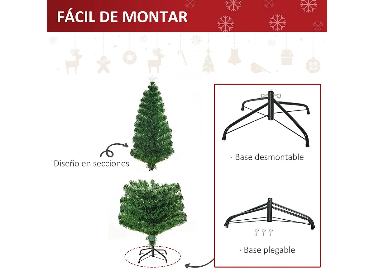 Árbol de navidad verde 82x82x180 cm HOMCOM