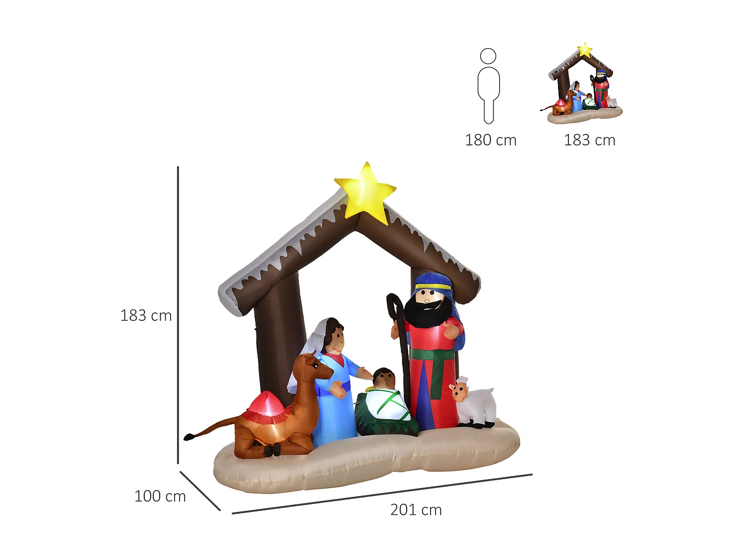 Decoración inflable de navidad multicolor 201x100x183 cm HOMCOM