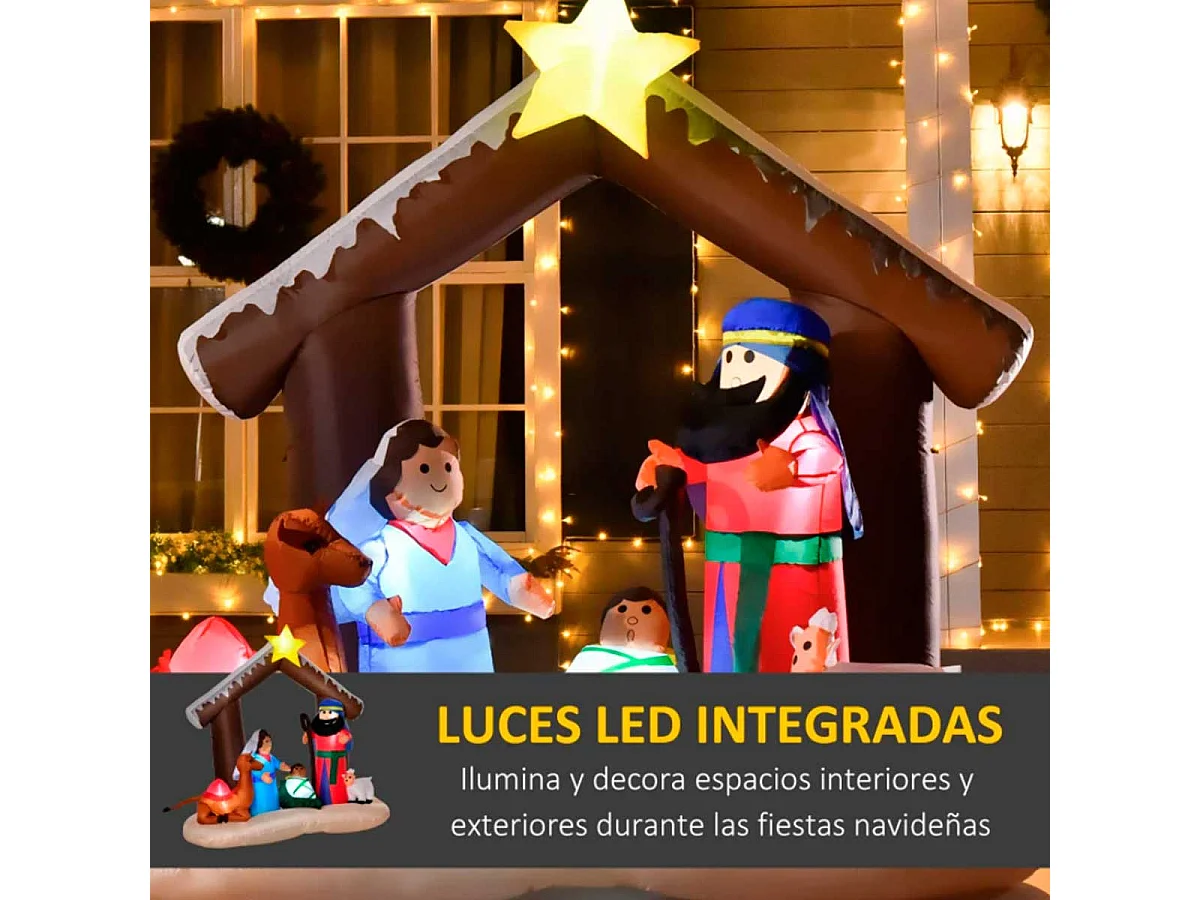 Decoración inflable de navidad multicolor 201x100x183 cm HOMCOM