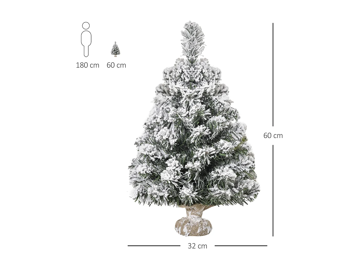 Árbol de navidad verde y blanco ø32x60 cm HOMCOM