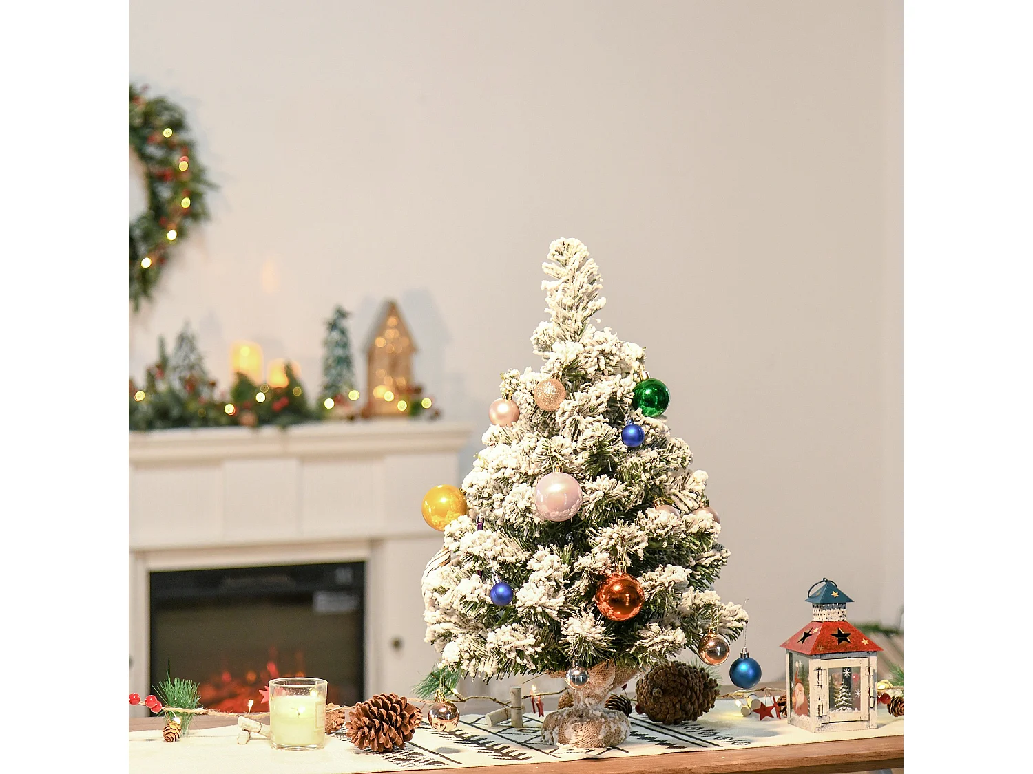 Árbol de navidad verde y blanco ø32x60 cm HOMCOM